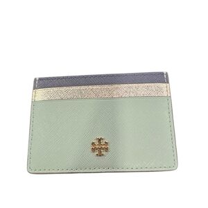 Tory Burch Mint and Gold Card Holder